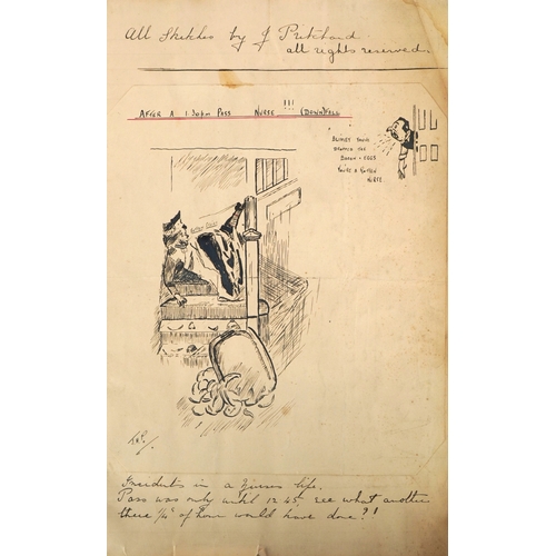 1334 - An early 20th century leather bound sketch book album, 33cm high.