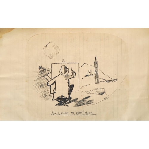 1334 - An early 20th century leather bound sketch book album, 33cm high.