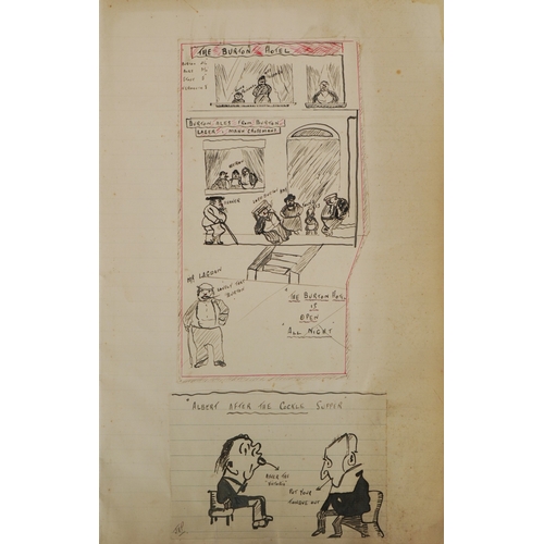 1334 - An early 20th century leather bound sketch book album, 33cm high.