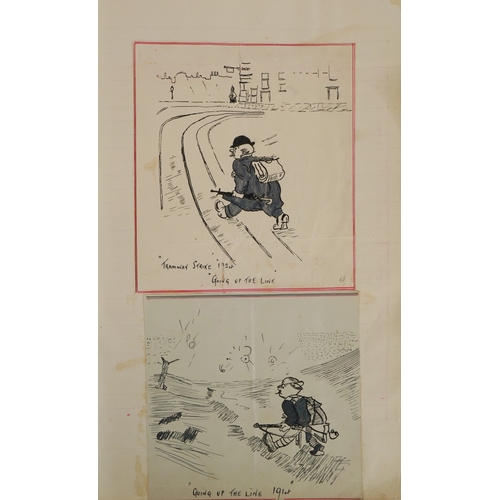 1334 - An early 20th century leather bound sketch book album, 33cm high.