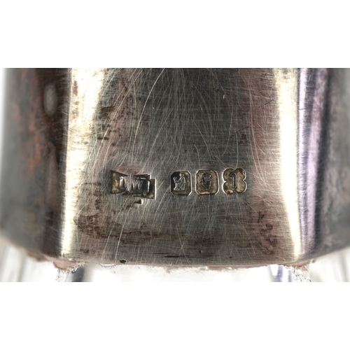 3737 - George V and later silver including a cut crystal decanter with silver collar, Dublin 1924 and a let... 