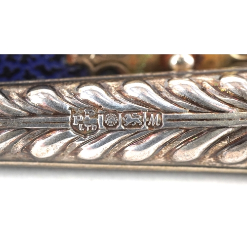 3737 - George V and later silver including a cut crystal decanter with silver collar, Dublin 1924 and a let... 