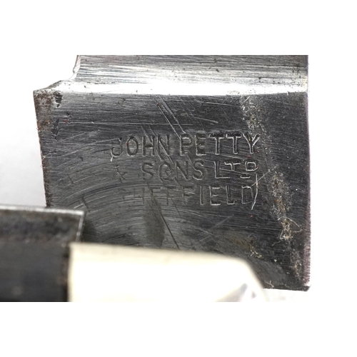 539 - A collection of folding pocket knives and tools with bone and wood flanked handles, the largest 12cm... 