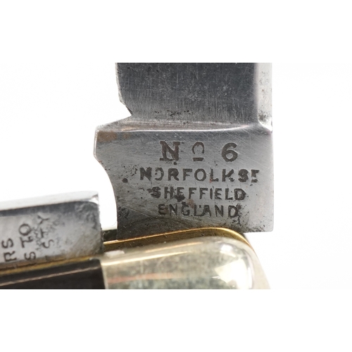 534 - A collection of folding pocket knives with horn flanked handles including Joseph Rodgers and Sons an... 