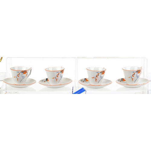 336 - Art Deco porcelain, glassware and metalware including a Czechoslovakian part tea service, Shelley, F... 