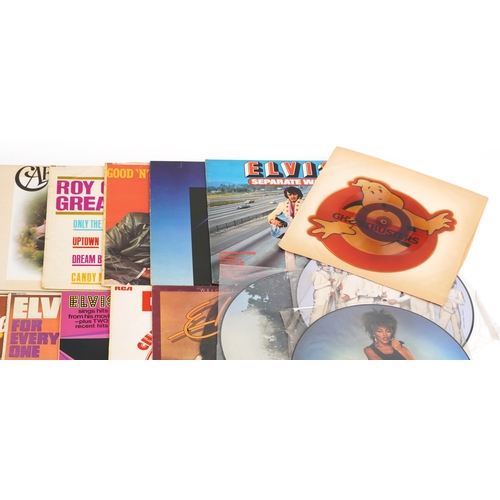 2609 - A collection of vinyl LP records and 45rpm records including Elvis Presley, Buddy Holly & The Cricke... 