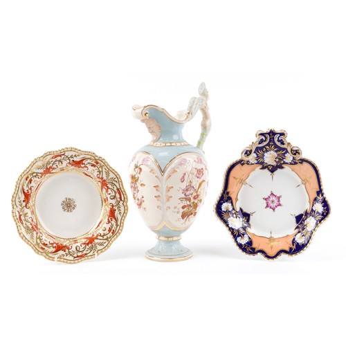 1573 - 19th century porcelain including an F. Winkle & Co. jug with a figural handle and floral panels and ... 