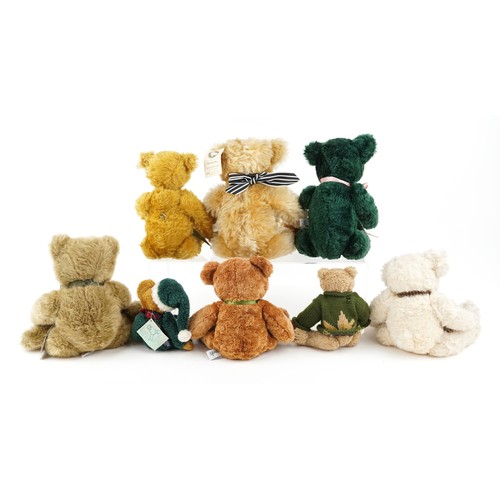 714 - Vintage and later jointed teddy bears including a Steiff musical bear, a Dean's Rag Book replica bea... 