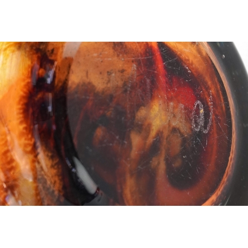 165 - Mdina Tortoiseshell Range glassware comprising a vase and dish, each etched Mdina to the base, the l... 