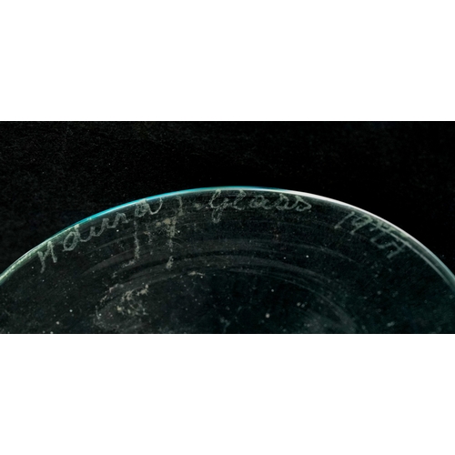 169 - Two blue swirling glass goblets, one etched Mdina to the base, the largest 17cm high.