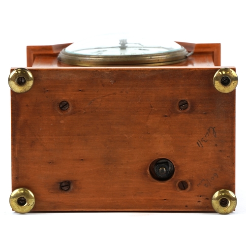 1841 - An Edwardian satinwood mantle clock with inlaid decoration, the white enamelled dial having Roman nu... 