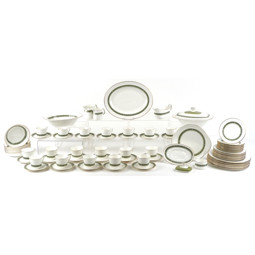 674 - A Royal Doulton part dinner and tea service in the Rondelay pattern including seven coffee cups, ele... 