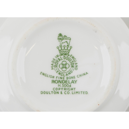 674 - A Royal Doulton part dinner and tea service in the Rondelay pattern including seven coffee cups, ele... 