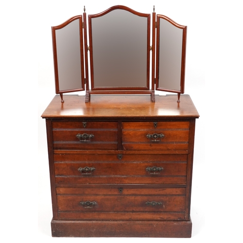 2118 - A late Victorian mahogany dressing chest of two short and two long drawers, on a plinth base, 82cm H... 