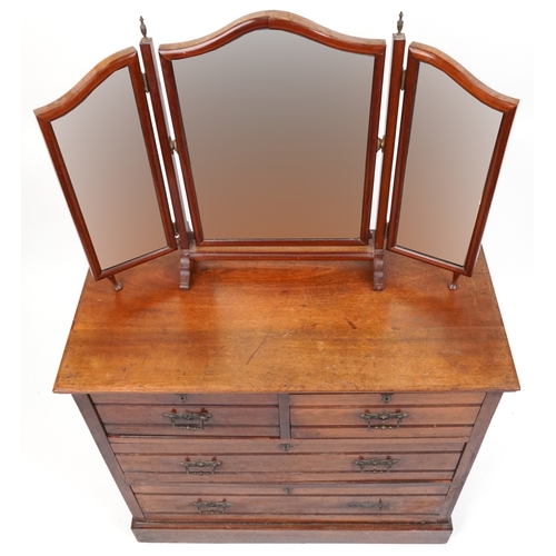 2118 - A late Victorian mahogany dressing chest of two short and two long drawers, on a plinth base, 82cm H... 