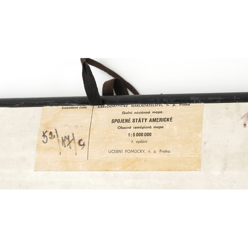 1319 - A Czech geographical school wall map of America, inscribed First Edition, Cartographic Publishing, P... 