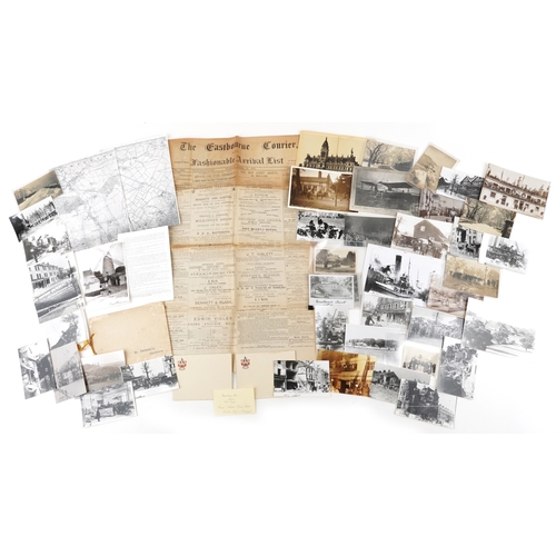 1332 - Eastbourne related ephemera including postcards and reprinted photographs of World War II damage to ... 