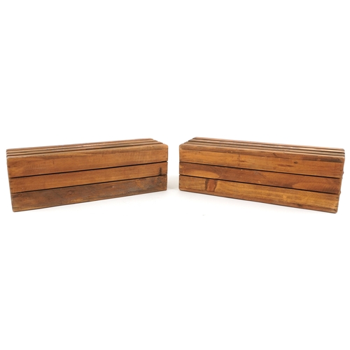 1642 - A pair of Harrods Knightsbridge wooden advertising crates, each 34.5cm wide.