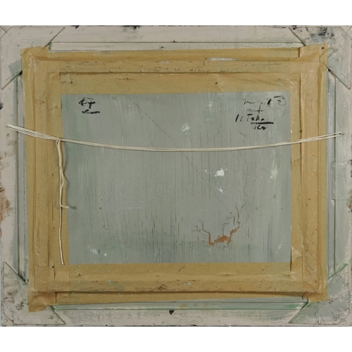 2325 - Manner of Juan Gris - Still life objects and instruments, Cubist school oil on board, framed, 49.5cm... 