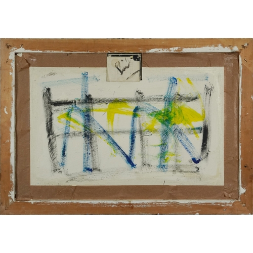 2504 - Manner of Nicolas de Staël - Abstract composition, French school oil on board, framed, 76.5cm x 50cm... 