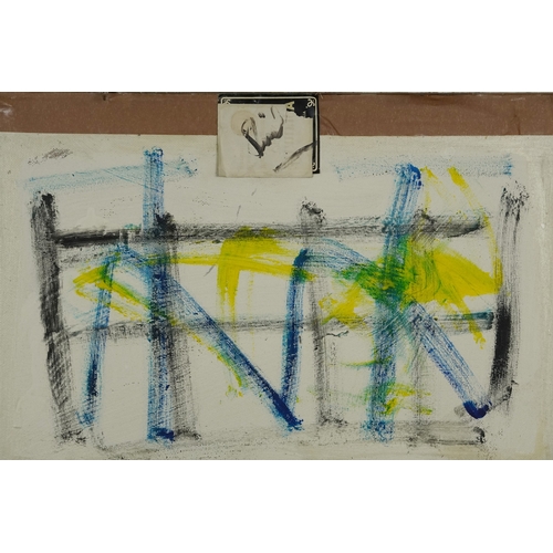 2504 - Manner of Nicolas de Staël - Abstract composition, French school oil on board, framed, 76.5cm x 50cm... 