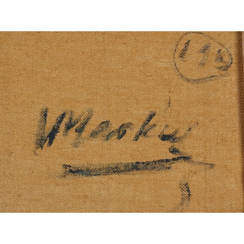 2355 - Manner of Markey Robinson - Figures walking by cottages towards the sea, Irish school oil on canvas,... 