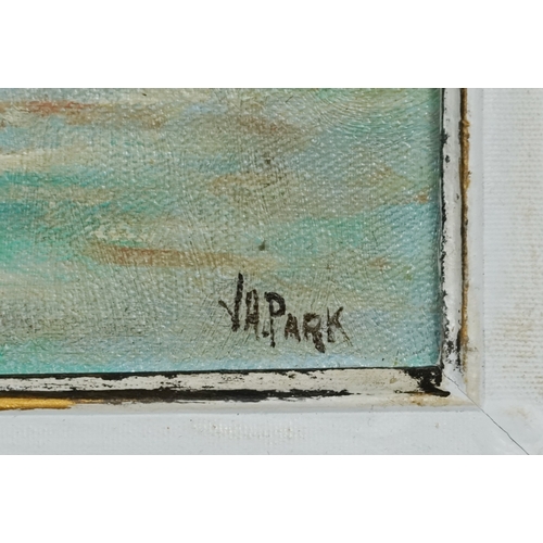 2353 - Manner of V A Park - Busy harbour scene in St. Ives, Cornwall, English school oil on board, framed, ... 