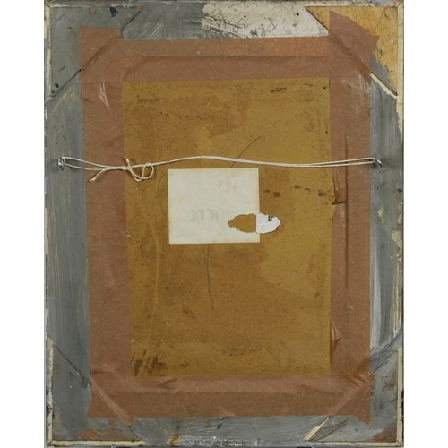 2358 - Two females walking on a beach, European school oil on board, framed, 39cm x 29cm.