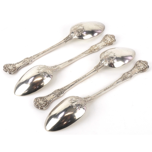 58 - Joseph & Albert Savory, a set of four Victorian silver spoons, London 1848 - 1849, 22cm wide, total ... 