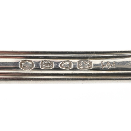 58 - Joseph & Albert Savory, a set of four Victorian silver spoons, London 1848 - 1849, 22cm wide, total ... 