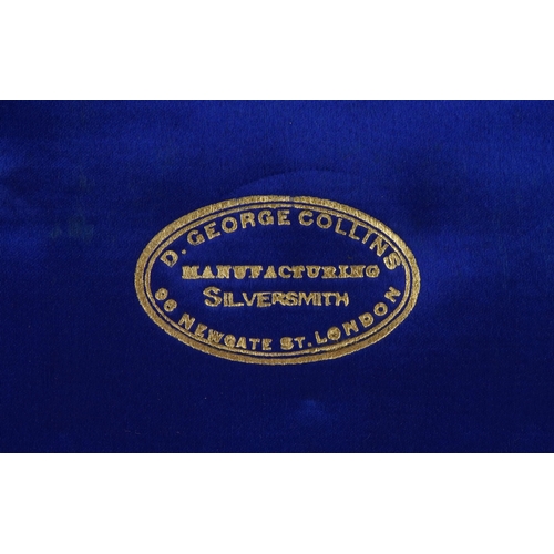 40 - D George Collins, a set of Victorian silver teaspoons and cutlery housed in a velvet and silk lined ... 