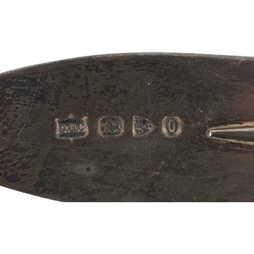 40 - D George Collins, a set of Victorian silver teaspoons and cutlery housed in a velvet and silk lined ... 