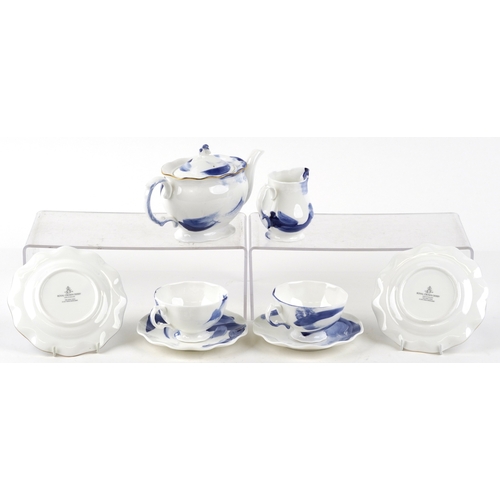 647 - A Royal Crown Derby fine bone china 'tea for two' set comprising teapot, cream jug, cups and saucers... 