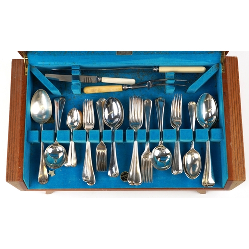 3746 - A Mappin & Webb plated part canteen of cutlery within a Flexfit teak case, 52cm wide.