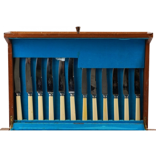 3746 - A Mappin & Webb plated part canteen of cutlery within a Flexfit teak case, 52cm wide.
