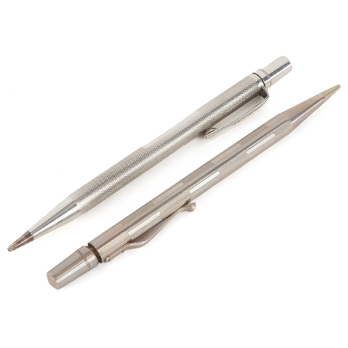 63 - Two silver Yard-O-Led silver propelling pencils, each 12.5cm in length.