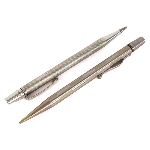 63 - Two silver Yard-O-Led silver propelling pencils, each 12.5cm in length.