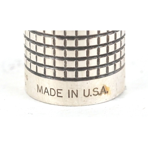 64 - Parker, a sterling silver engine turned fountain pen with 14K gold nib, 13cm in length.