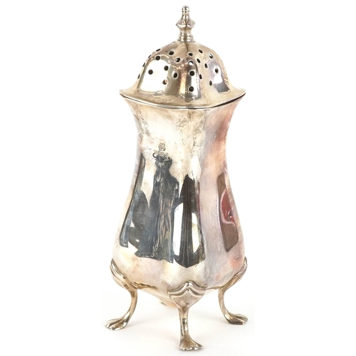 55 - Boardman, Glossop & Co. Ltd., a late Victorian silver caster raised on four paw feet, Birmingham 190... 