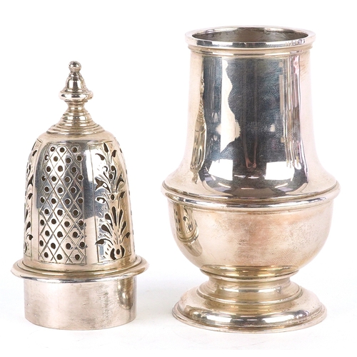 31 - Nayler Brothers, a George VI silver baluster shaped caster, London 1941, 18cm high, 287.5g.