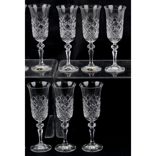 637 - A set of ten Bohemia Czechoslovakian cut crystal glasses, 20.5cm high.