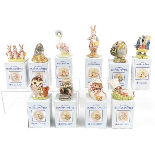 642 - Ten Royal Albert Beatrix Potter figures with boxes including Jemima Puddleduck, Mr. Alderman Ptolemy... 