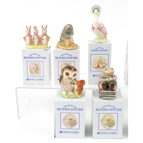 642 - Ten Royal Albert Beatrix Potter figures with boxes including Jemima Puddleduck, Mr. Alderman Ptolemy... 
