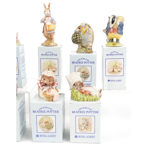 642 - Ten Royal Albert Beatrix Potter figures with boxes including Jemima Puddleduck, Mr. Alderman Ptolemy... 