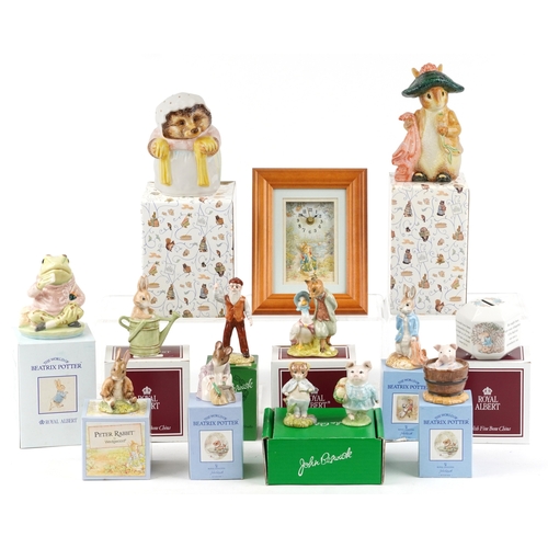 614 - Beatrix Potter collectables, mostly with boxes, including Wedgwood, Beswick and Royal Albert, the la... 