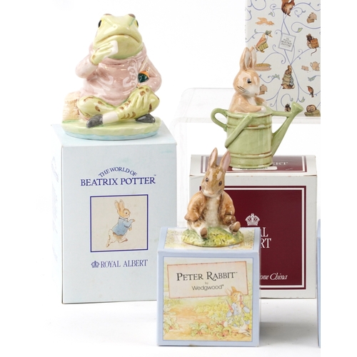 614 - Beatrix Potter collectables, mostly with boxes, including Wedgwood, Beswick and Royal Albert, the la... 