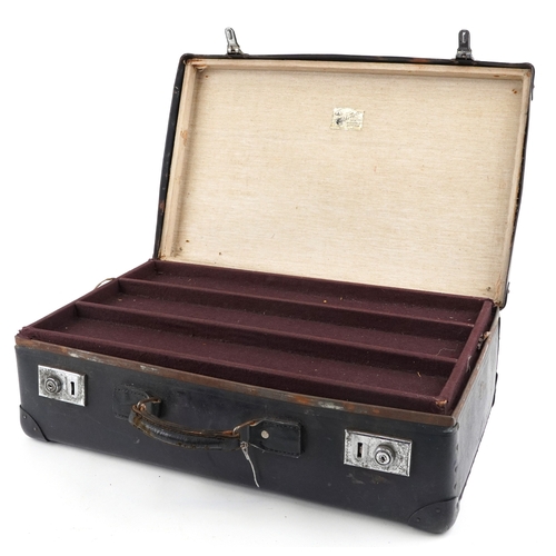 1036 - A vintage Salesman suitcase with lift out trays, 20cm H x 60cm W x 38cm D.