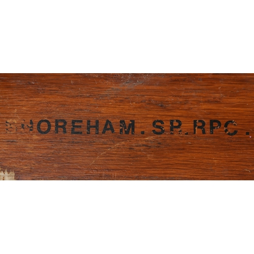  An early to mid 20th century oak cased Benzing pigeon clock supplied by B Leefe & Sons, the lid insc... 