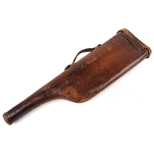 2839 - A military interest World War II brown leather leg of mutton gun case.