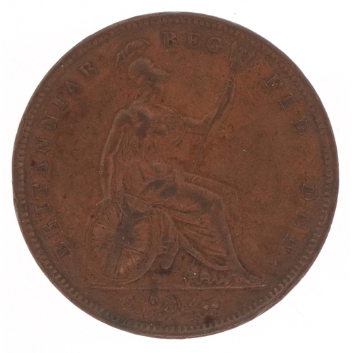 1156 - A Queen Victoria 1841 copper penny, no colon after reg. and far colon after DEF, very fine condition... 